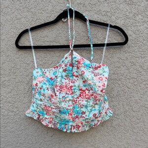 American Eagle Outfitters Floral Halter Top - Pink and Blue